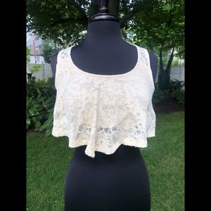 Flowy cream lace crop tank/bralette
